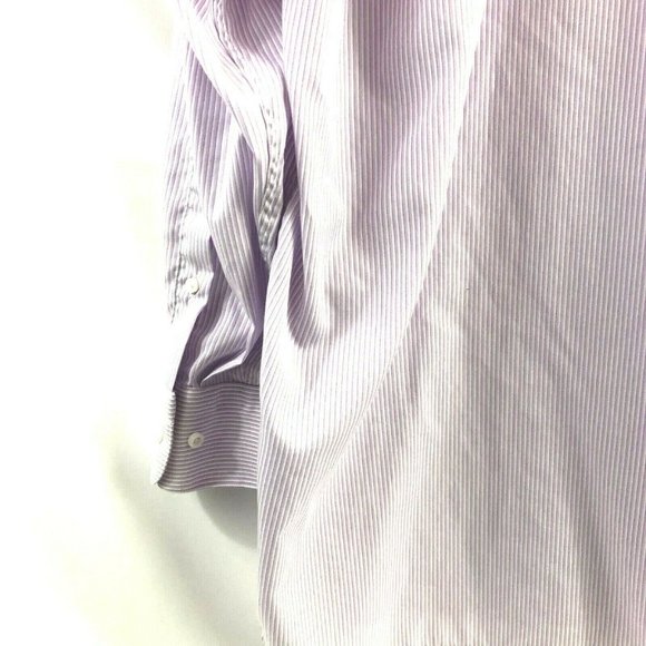 Proper Shirtings Men's Striped Wrinkle Free Casual Dress Shirt 18 34/35 Lavender - Picture 6 of 10